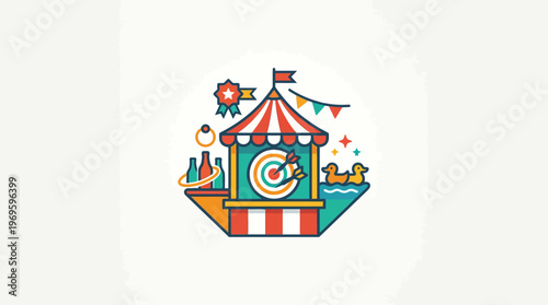 Carnival Game Booth with Target and Prizes