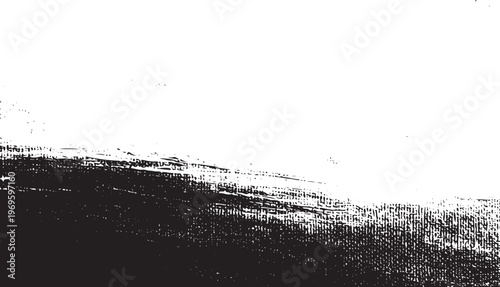 Black and white ink brush stroke texture with rough grainy edges on a clean white background