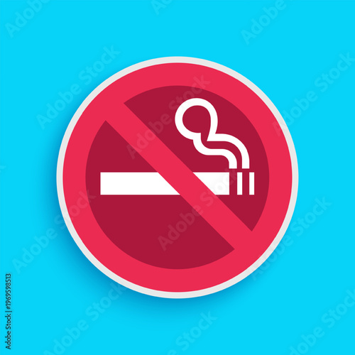 No Smoking sign symbol for smoke-free areas and public health protection. A red circular sign with a cigarette icon.  Vector Illustration with red prohibition cigarette symbol.