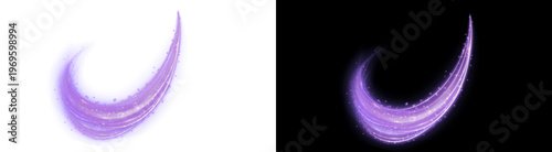 Foto PNG image of Modern vibrant abstract glowing purple light streak with sparkling particles, ideal for elegant design elements on transparent background