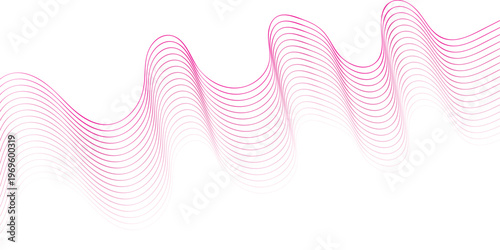 Flowing pink gradient lines forming wave pattern on white background abstract