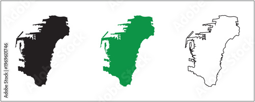 Gibraltar Map Silhouette Solid Black Outline and Satellite Style Vector Isolated on White Background