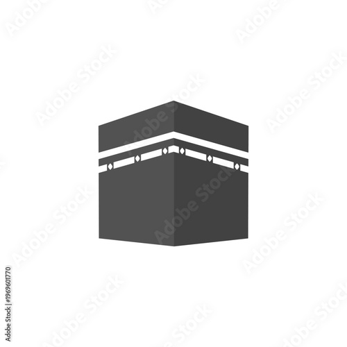 Kaaba icon illustration. Islamic holy mosque symbol. Mecca hajj pilgrimage sign