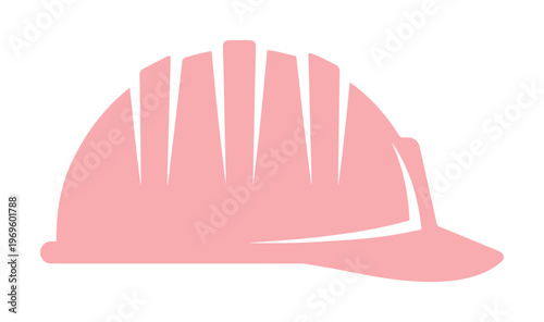 ピンク色の安全ヘルメットのベクターイラスト, 工事現場や建設業界で働く女性を象徴する保護帽のアイコン, 労働安全衛生と現場作業をイメージしたフラットデザイン, 建築やリフォームの広報用素材