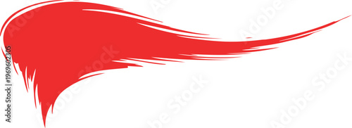 Bold fluid abstract red brush stroke on clean white background crimson