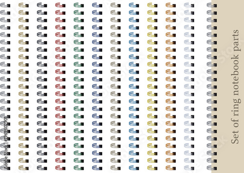 リングノートのリング綴じ部分のデザインパーツセット