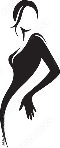 Silhouette of woman in dynamic pose wearing highheeled boots black and white contrast