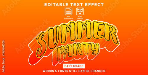 Editable text effect summer party style