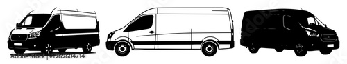 Fleet management van set with solid black icon on white background featuring van, fleet, transportation with shipping and logistics