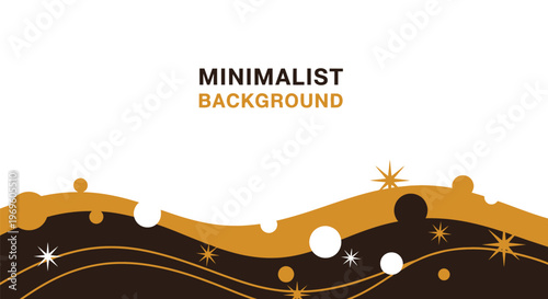 Minimalist background with abstract shapes and stars in orange, white, and brown hues on cream