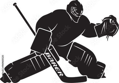Black hockey goalie, ice hockey player, sports equipment, goalkeeper vector