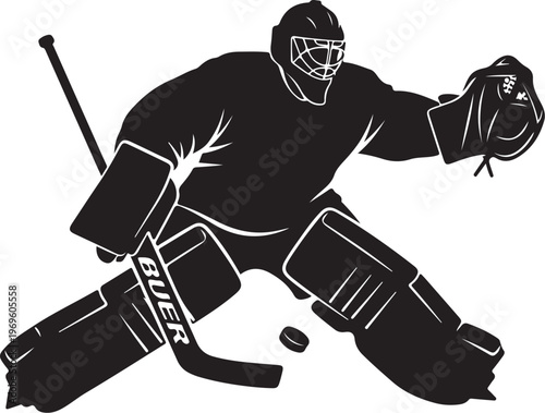 Hockey goalie, ice hockey player, black silhouette, sports icon, goalkeeper