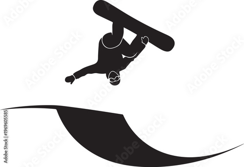 Skateboarder, skateboard tricks, black silhouette, action sports, extreme, vector graphics