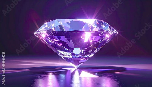 Brilliant Purple Diamond Gemstone Reflecting Light