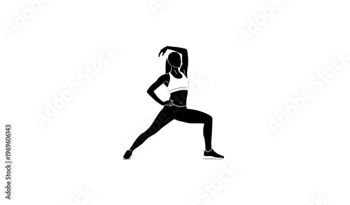 Woman Fitness Silhouette Vector Illustration Workout Pose Isolated on White Background