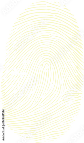 Pale yellow fingerprint silhouette with detailed arch pattern