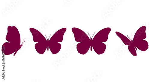 Collection of purple butterfly silhouettes