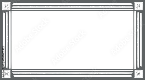 Rectangular frame with decorative corners and parallel lines on dark gray background