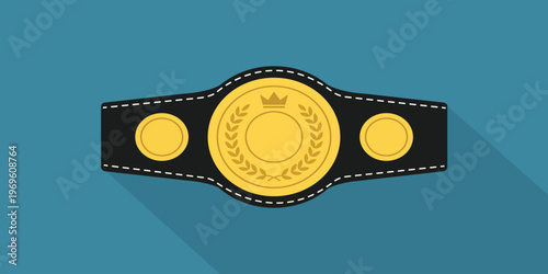 Tableau sur toile Champion's Emblem: An iconic gold championship belt rests against a simple, text