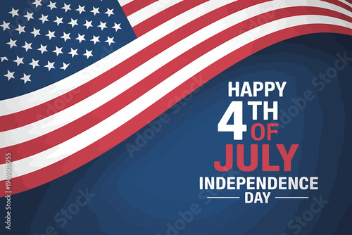 American flag waving on Independence Day celebration background