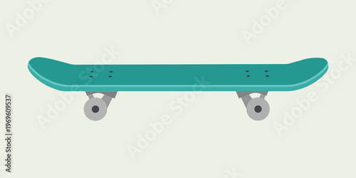Skateboard Illustration: A detailed vector illustration of a skateboard. Showing the form, the parts, and an appealing graphic design.