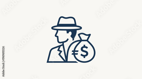 Suspect With Money Bag Icon
