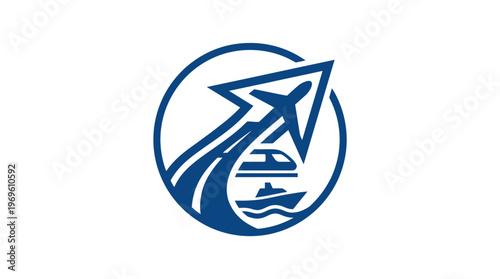 Transportation Logo Airplane Train And Ship