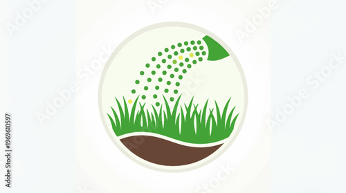 Lawn Care Icon Sprinkler Jets and Grass