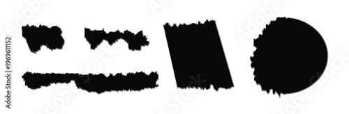 Set of black torn paper effect template design.