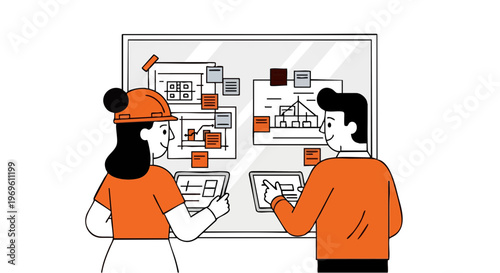 Team of Professionals Collaborating on a Construction Project Plan