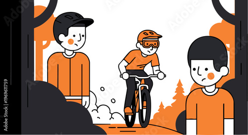 Mountain Biking Trail Adventure with Cyclists in the Forest