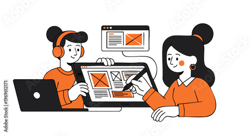 Team Working on UI UX Interface Design Process