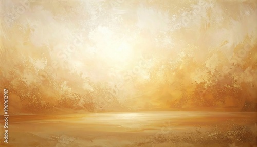 황금빛 노을이 지는 호수를 묘사한 추상적인 유화 스타일의 배경 이미지로 부드러운 붓터치와 따뜻한 색감이 조화를 이루며 평화롭고 몽환적인 분위기를 자아내는 예술적인 풍경 디자인으로 다양한 디자인 프로젝트에 활용하기 좋습니다.