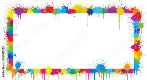 A vibrant, abstract, colorful splatter background with a white background. Multicolor splatter design. Colorful Paint Splashes.