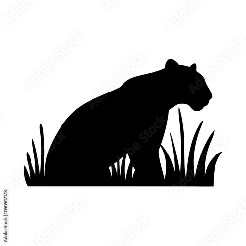 Silhouette of a grazing animal in the wild at dusk Vector