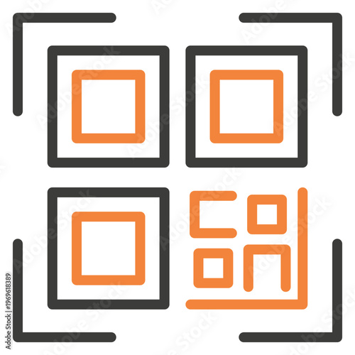 QR Code Detection Grid icon, Smart QR Code Grid for Fast Digital Scanning, QR Code Pattern Recognition for Mobile and Web Apps icon