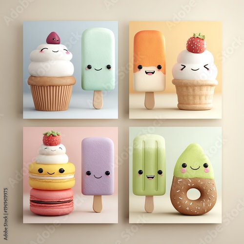 Playful Kawaii Ice Cream Cone Sculpture with Pastel Pink Accents – Immersive Visual for Digital Wellness and Inclusive Food Branding