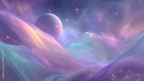 Radiant Blue-Pink Galaxy Composition with Aurora Glow – Immersive Outer Space Visual for Metaverse Branding and Digital Wellness