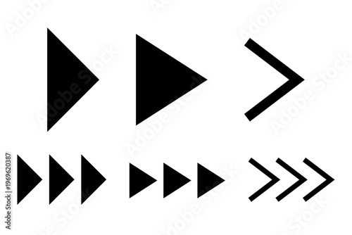 シンプルな黒の矢印アイコンセット 再生 進む ナビゲーション素材