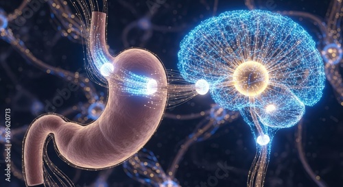 Stomach and brain neural connection anatomy.