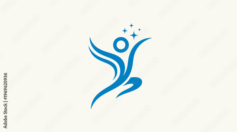 Obraz premium Abstract Blue Figure Reaching For Stars