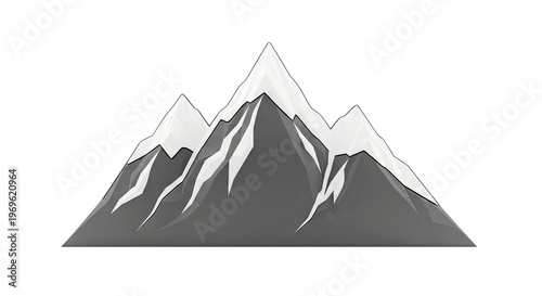 Stylized Mountain Range with Snow-Capped Peaks