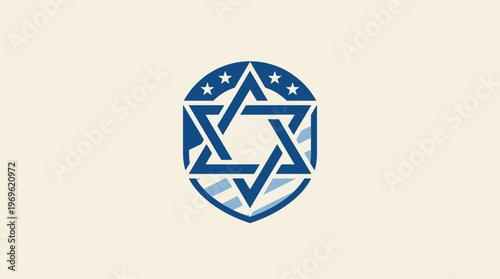 Star of David Emblem on Shield with Stars