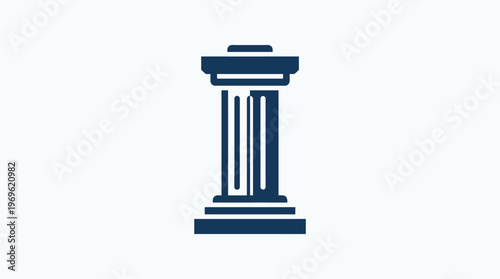 Classic Blue Pillar Icon on White Background