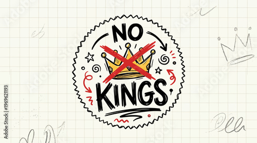 No Kings Emblem with Crossed Crown and Arrows