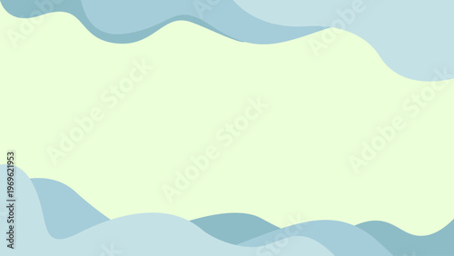 Abstract pastel background with soft blue wavy frames and light cream copy space