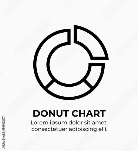 Donut Chart Modern Flat Line Icons for Finance, Marketing, Startup & Corporate Use