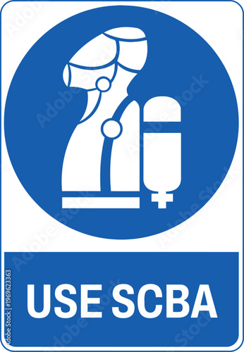 ISO Prohibition Safety Signs Mandatory Use SCBA Sign - Respiratory Protection Self Contained Breathing Apparatus Icon