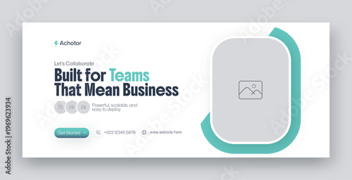 Team Collaboration Avatar Group Teal Facebook Cover Web Banner