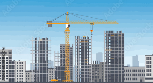 Construction Site With Crane and Buildings Under Development 5.